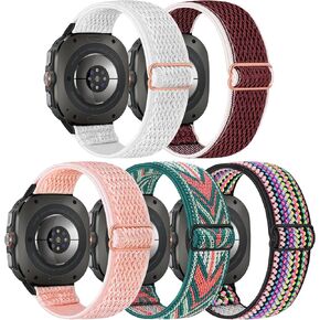 5 pack Stretchy Nylon Watch Bands Compatible with Samsung galaxy watch active 2 bands 40mm 44mm/Active 40mm/Galaxy Watch 3 41mm/Galaxy Watch 42mm/Gear S2/Galaxy Watch 4 5 6 Fabric 20mm Wristband