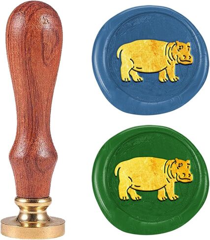 Hippo Wax Seal Stamp Letter Sealing Wax Stamp Embossed Seal 1" Removable Brass Wax Seal Stamp Head with Wooden Handle for Invitation Gift Wine Package Decoration in Saudi Arabia