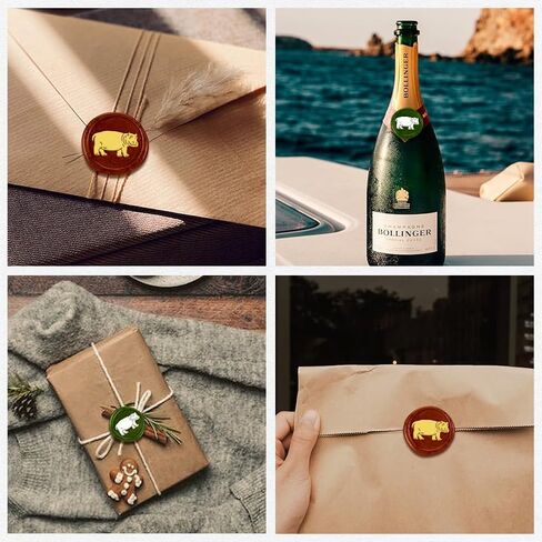 Hippo Wax Seal Stamp Letter Sealing Wax Stamp Embossed Seal 1" Removable Brass Wax Seal Stamp Head with Wooden Handle for Invitation Gift Wine Package Decoration in Saudi Arabia