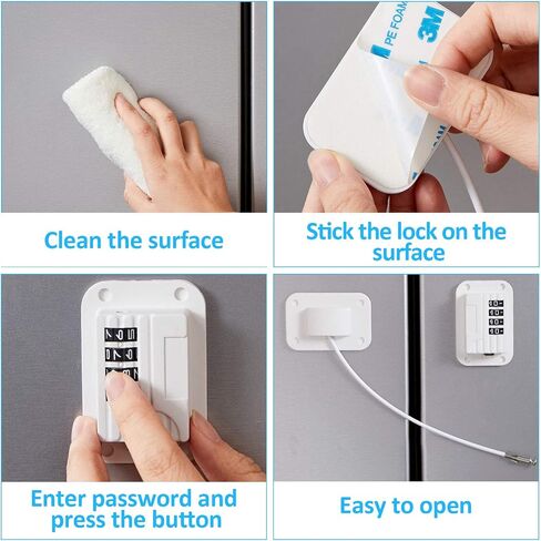 2 Pieces Refrigerator Lock 4 Number Coded Freezer Lock Adhesive Fridge Door Lock Combination Child Safety Locks for Refrigerators Freezers File Cabinets Drawer Refrigerator Door, Black in Saudi Arabia
