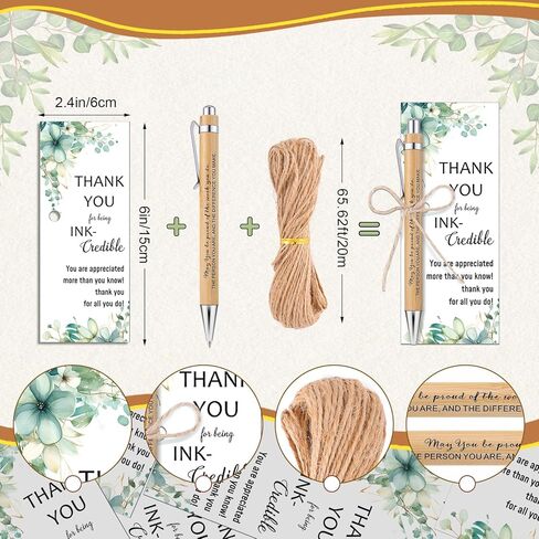 81 قطعة من هدايا تقدير الموظف، هدية شكر للمعلم، أقلام حبر جاف من الخيزران الملهمة، بطاقات اقتباس تحفيزية وهدية تخرج لزملاء العمل والمدرسين in Kuwait