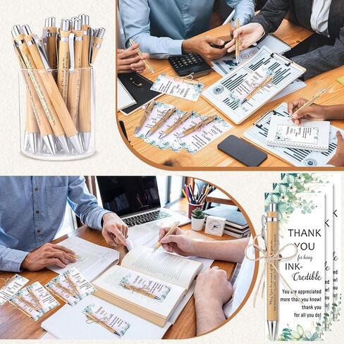 81 قطعة من هدايا تقدير الموظف، هدية شكر للمعلم، أقلام حبر جاف من الخيزران الملهمة، بطاقات اقتباس تحفيزية وهدية تخرج لزملاء العمل والمدرسين in Kuwait