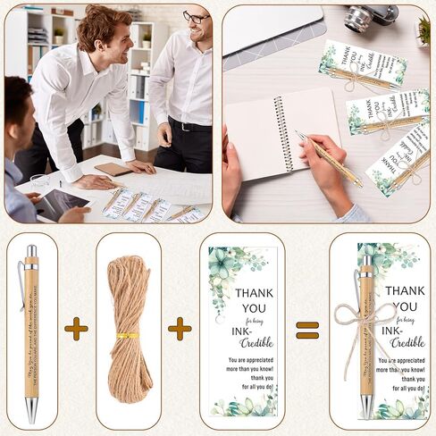 81 قطعة من هدايا تقدير الموظف، هدية شكر للمعلم، أقلام حبر جاف من الخيزران الملهمة، بطاقات اقتباس تحفيزية وهدية تخرج لزملاء العمل والمدرسين in Kuwait