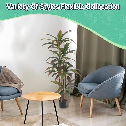 2 Pack 5FT Artificial Dracaena Trees, 2 Pack Autumn Red Fake Trees with Plabter, Tall Indoor Plants for Home, Office, Living Room Decor | No Maintenance in Saudi Arabia