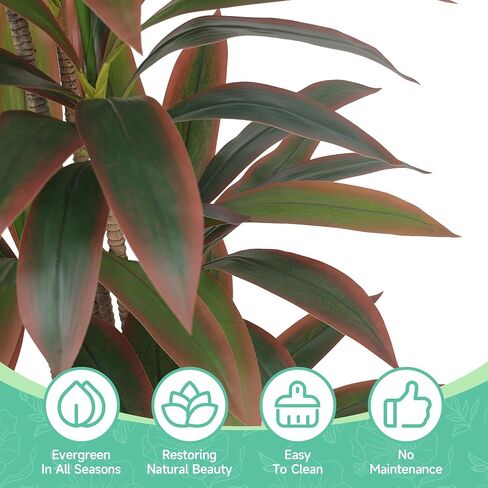 2 Pack 5FT Artificial Dracaena Trees, 2 Pack Autumn Red Fake Trees with Plabter, Tall Indoor Plants for Home, Office, Living Room Decor | No Maintenance in Saudi Arabia