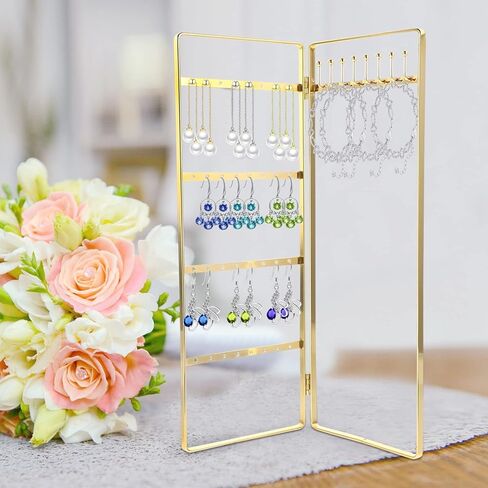 LUOZZY Earring Holder Organizer Earring Display Stand Necklace Hanging Rack Jewelry Organizer for Desktop (Gold Small) in Saudi Arabia