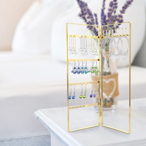 LUOZZY Earring Holder Organizer Earring Display Stand Necklace Hanging Rack Jewelry Organizer for Desktop (Gold Small) in Saudi Arabia