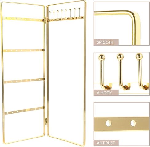 LUOZZY Earring Holder Organizer Earring Display Stand Necklace Hanging Rack Jewelry Organizer for Desktop (Gold Small) in Saudi Arabia