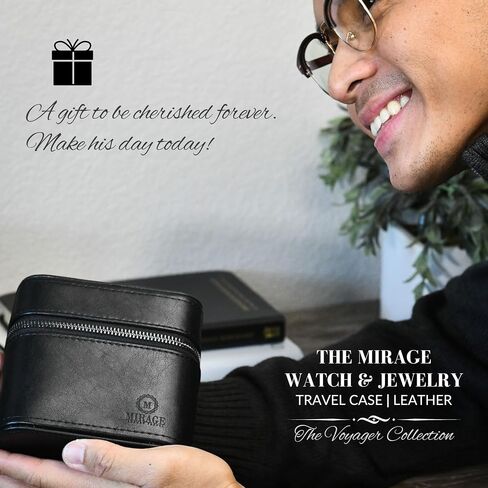 Watch Travel Case and Jewelry Travel Organizer Case for Men - Watch Band Case Storage - Premium Leather - Coffee Brown in Saudi Arabia