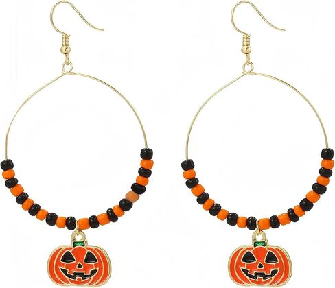 Halloween Skull Earrings for Women Pumpkin Hoop Earrings Skeleton Hand Drop heart Earrings Pearl Black Spider Earrings Gothic Halloween Jewelry in Saudi Arabia