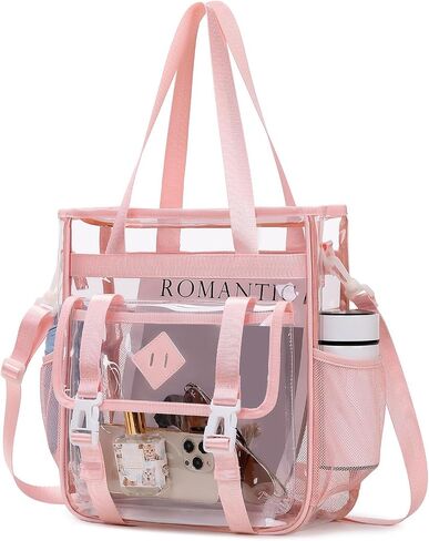 Clear Tote Bag Stadium Approved 12x6x12, Thickened Heavy Duty PVC Transparent Tote Bag Water Resistant in Kuwait