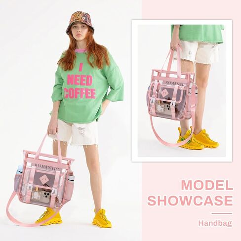 Clear Tote Bag Stadium Approved 12x6x12, Thickened Heavy Duty PVC Transparent Tote Bag Water Resistant in Kuwait