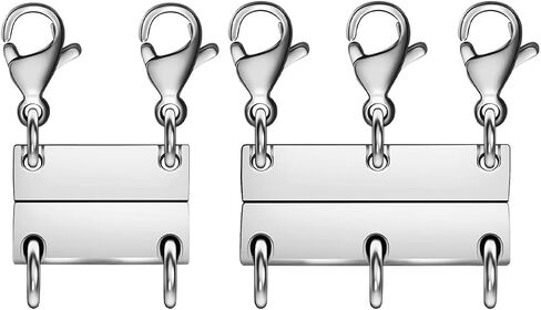 Layering Magnetic Necklace Clasps, Multiple Necklace Clasp,Necklace Clasps for Layered Look，Stainless Steel Chain Link Clasps for Necklaces and Bracelets, Silver, Gold (4pcs|Golden Silver A) in Kuwait
