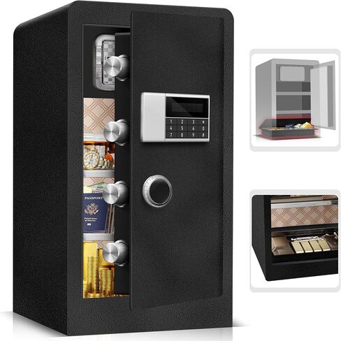 Large Fireproof Waterproof Safe Box for Home Office Documents- 9.0 Cu Ft Heavy Duty Steel LCD Display Digital Security Safe Box with LED Light, Removable Shelf for Money Jewelry Valuables in Kuwait