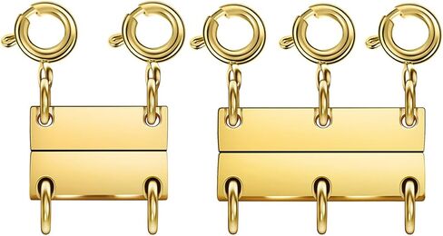 Layering Magnetic Necklace Clasps, Multiple Necklace Clasp,Necklace Clasps for Layered Look，Stainless Steel Chain Link Clasps for Necklaces and Bracelets, Silver, Gold (4pcs|Golden Silver A) in Kuwait