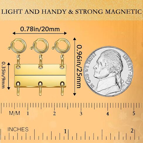 Layering Magnetic Necklace Clasps, Multiple Necklace Clasp,Necklace Clasps for Layered Look，Stainless Steel Chain Link Clasps for Necklaces and Bracelets, Silver, Gold (4pcs|Golden Silver A) in Kuwait