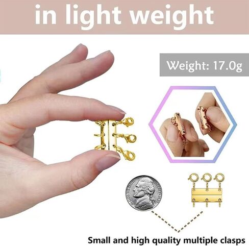 Layering Magnetic Necklace Clasps, Multiple Necklace Clasp,Necklace Clasps for Layered Look，Stainless Steel Chain Link Clasps for Necklaces and Bracelets, Silver, Gold (4pcs|Golden Silver A) in Kuwait