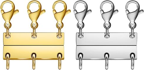 Layering Magnetic Necklace Clasps, Multiple Necklace Clasp,Necklace Clasps for Layered Look，Stainless Steel Chain Link Clasps for Necklaces and Bracelets, Silver, Gold (4pcs|Golden Silver A) in Kuwait