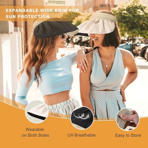 Sun Hat Large Wide Brim 5.5 Inch UPF50+ UV Protection Variable Headband Folding Multifunctional Hat with Hair Clip Headband in Saudi Arabia