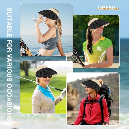 Sun Hat Large Wide Brim 5.5 Inch UPF50+ UV Protection Variable Headband Folding Multifunctional Hat with Hair Clip Headband in Saudi Arabia