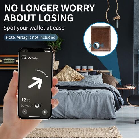 محفظة Swallowmall AirTag للرجال من الجلد الطبيعي بحجب RFID محفظة رجالية ثنائية الطي لـ AirTag 1 نافذة لبطاقة الهوية و12 صندوق هدايا حامل بطاقات (Airtag غير متضمن) (كلاسيكي، ضرائب بني) in Saudi Arabia