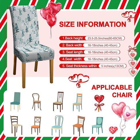 6 مجموعة من أغطية كراسي عيد الميلاد وأشجار عيد الميلاد الثلجية وواقي طعام عيد الميلاد وغطاء قابل للإزالة وقابل للغسل لغرفة المنزل والمطعم ومقعد الفندق وديكور حفلات العطلات in Kuwait