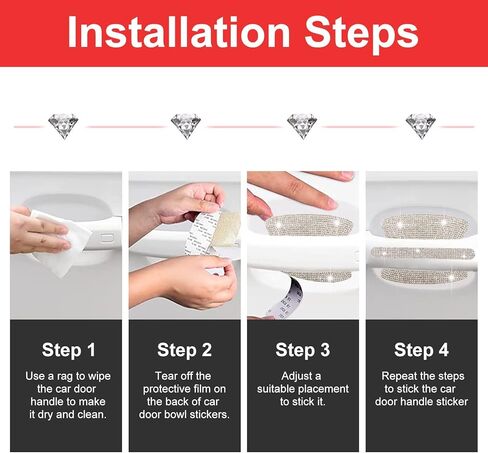 BOHISEN 10 قطع من حجر الراين للسيارة مقبض باب عاكس للضوء ملصقات جانبية عالمية للرؤية الخلفية مرآة أمان مقاومة للخدش غطاء حماية للسيارة (أبيض) in Kuwait