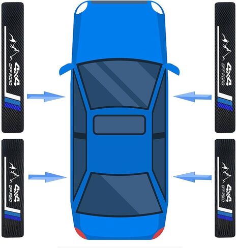 مجموعة من 4 واقيات عتبة باب السيارة ثلاثية الألوان لسيارة Toyota Tacoma TRD 4Runner Tundra Rav4 Highlander، واقي لوحة عتبة الباب من ألياف الكربون، لوحة جرجر للباب بشريط قديم للأبواب الأمامية/الخلفية in Saudi Arabia