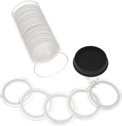 OnFireGuy 20 39mm Ring 1oz Silver Rounds 1oz Copper Rounds Coin Holders & Capsule Storage Tube (Black Lid & Black Ring Holders) in Kuwait