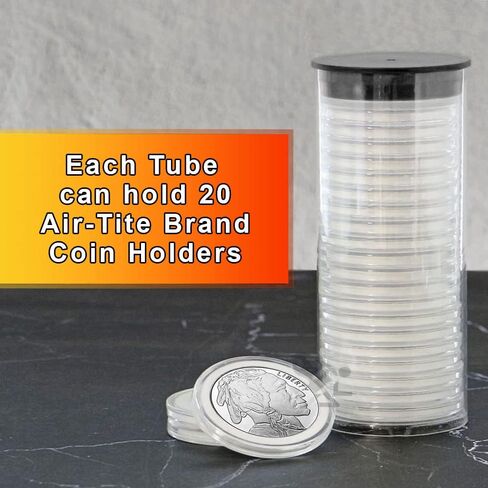 OnFireGuy 20 39mm Ring 1oz Silver Rounds 1oz Copper Rounds Coin Holders & Capsule Storage Tube (Black Lid & Black Ring Holders) in Kuwait