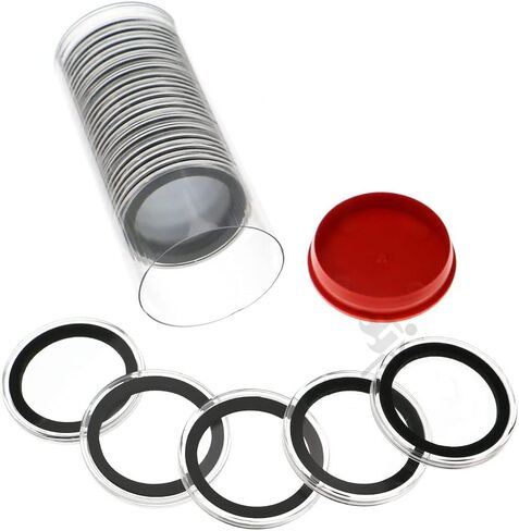 OnFireGuy 20 39mm Ring 1oz Silver Rounds 1oz Copper Rounds Coin Holders & Capsule Storage Tube (Black Lid & Black Ring Holders) in Kuwait