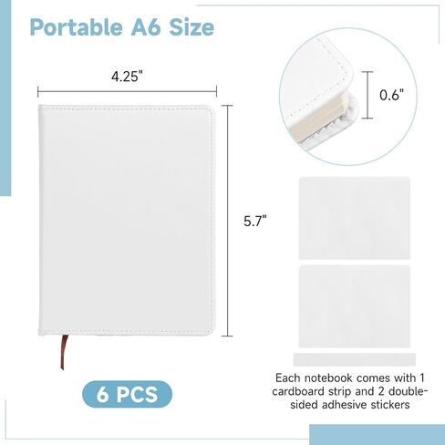 Lnrueg 6 Pcs Sublimation Notebook Blank Journal A6 100 Pages - Hardcover PU DIY Notebooks for Note Plan Diary Writing in Saudi Arabia
