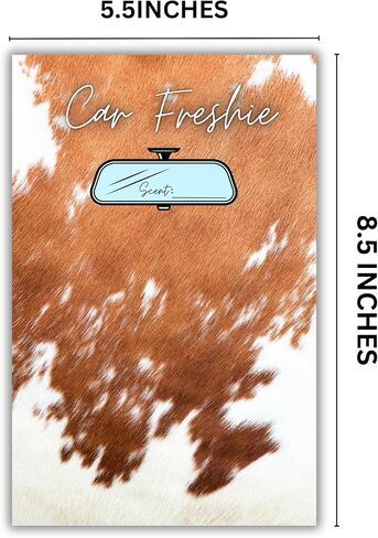 Car Freshie Insert Cards | 50 pk 5.5x8.5" Cow Print Western, fits in 6x9" for Holographic Bags Freshie Scent Label Care Instruction Cardstock in Saudi Arabia