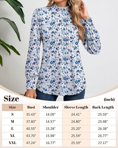 Ficerd Women's Mock Neck Puff Long Sleeve Blouses Dressy Casual Business Tops Fall Winter Tunic Shirts Button Cuffs in Kuwait
