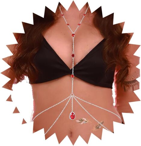 Rhinestone Body Chain Layered Body Jewelry Silver Shining Crystal Bra Chain Jewelry Waist Body Chains for Women in Kuwait