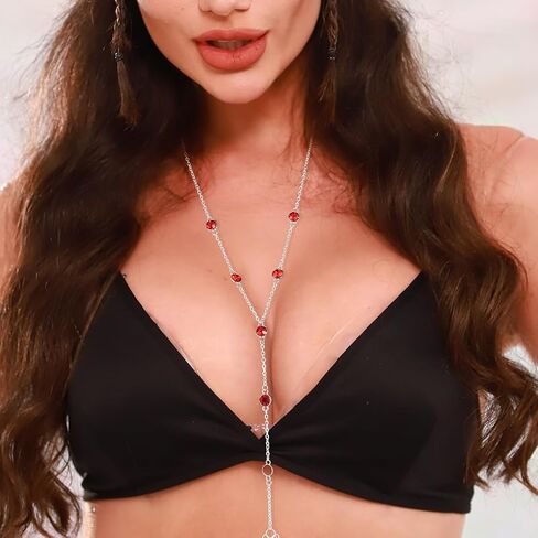 Rhinestone Body Chain Layered Body Jewelry Silver Shining Crystal Bra Chain Jewelry Waist Body Chains for Women in Kuwait