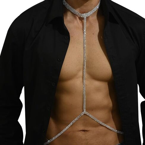 Rhinestone Harness Bra Body Chain for Men Sexy Bikini Crystal Bra Body Chain Lingerie Body Chain Festival Rave Waist Chain Body Accessories Jewelry for Women in Saudi Arabia
