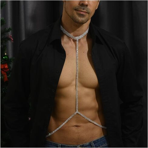 Rhinestone Harness Bra Body Chain for Men Sexy Bikini Crystal Bra Body Chain Lingerie Body Chain Festival Rave Waist Chain Body Accessories Jewelry for Women in Saudi Arabia