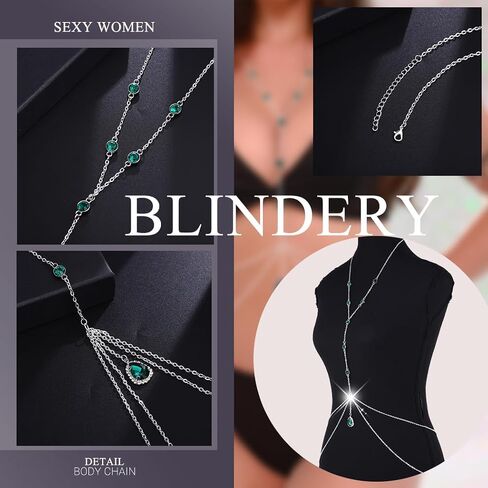 Rhinestone Body Chain Layered Body Jewelry Silver Shining Crystal Bra Chain Jewelry Waist Body Chains for Women in Kuwait