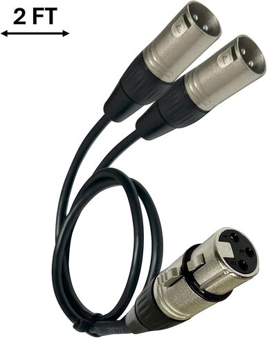 Premium 24" XLR Splitter Cable, XLR Splitter 1 Female to 2 Male Cable, XLR Y Cable, Microphone Splitter with 1 XLR Female to 2 XLR Male for Professional Audio Recording, XLR Splitter Box 2ft in Saudi Arabia