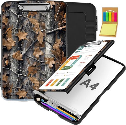 Clipboard with Storage,Office Supplies Nursing Clipboards Folder with Pen Holder Plastic Storage ClipBoard Foldable for Teacher Nurse,Camouflage Forest in Kuwait