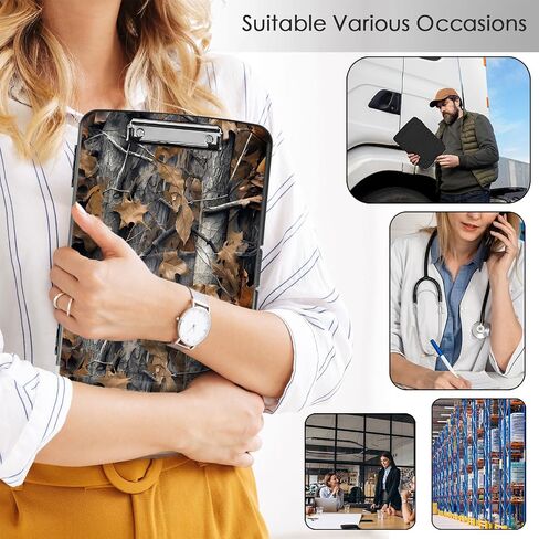 Clipboard with Storage,Office Supplies Nursing Clipboards Folder with Pen Holder Plastic Storage ClipBoard Foldable for Teacher Nurse,Camouflage Forest in Kuwait