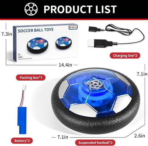 Bennol 2 Hover Soccer Ball Toys Sets for 3 4 5 6 Year Old Boys Kids, Indoor Outdoor Outside Soccer Ball Toys for Kids Boys 3-5 4-8 6-8, 3 4 5 6 Year Old Boys Toys Birthday Gifts, Toddler Boy Toys in Kuwait