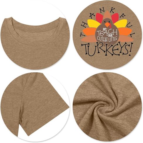 Women Thanksgiving Teacher Shirt Thankful to Teach The Cutest Little Turkeys Casual Fall Gift Tee Tops in Saudi Arabia