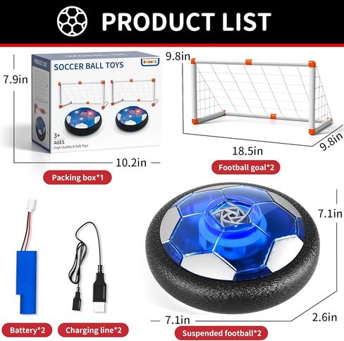 Bennol 2 Hover Soccer Ball Toys Sets for 3 4 5 6 Year Old Boys Kids, Indoor Outdoor Outside Soccer Ball Toys for Kids Boys 3-5 4-8 6-8, 3 4 5 6 Year Old Boys Toys Birthday Gifts, Toddler Boy Toys in Kuwait
