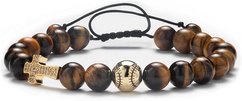 Lepida Football Helmet & Cross Mens Bracelet To My Son Natural Stone Bracelet Belief Encourage Faith in Kuwait