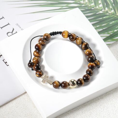 Lepida Football Helmet & Cross Mens Bracelet To My Son Natural Stone Bracelet Belief Encourage Faith in Kuwait