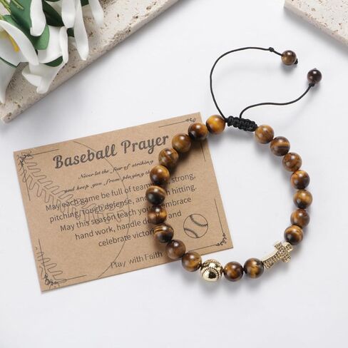 Lepida Football Helmet & Cross Mens Bracelet To My Son Natural Stone Bracelet Belief Encourage Faith in Kuwait