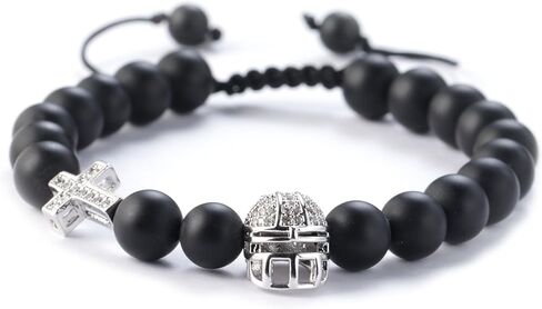 Lepida Football Helmet & Cross Mens Bracelet To My Son Natural Stone Bracelet Belief Encourage Faith in Saudi Arabia