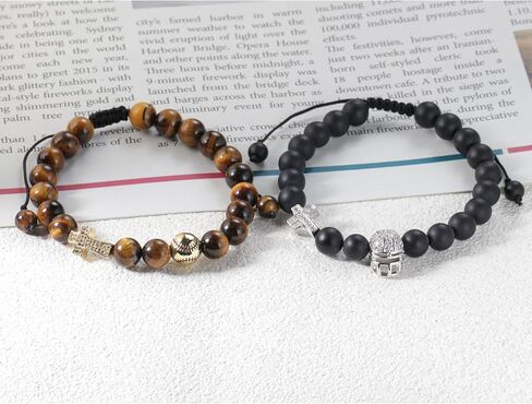Lepida Football Helmet & Cross Mens Bracelet To My Son Natural Stone Bracelet Belief Encourage Faith in Saudi Arabia